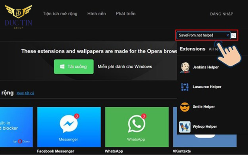 Nhấn vào tùy chọn “Opera add-ons”